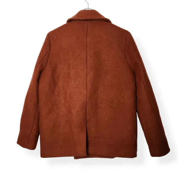 Oak + Fort Wool Blend Rust Colored Hidden Button Closure Coat Women's Size XS - Picture 3 of 8